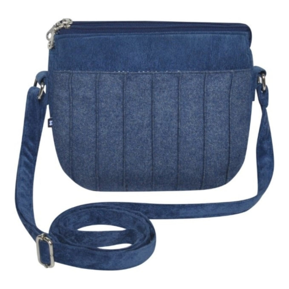 Blue Wool Messenger Bag