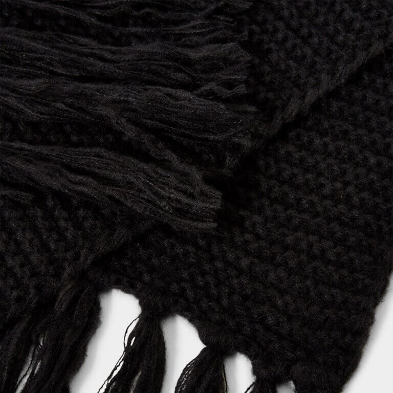 Chunky Knitted Scarf | Black | 180cm X 40cm X 1cm