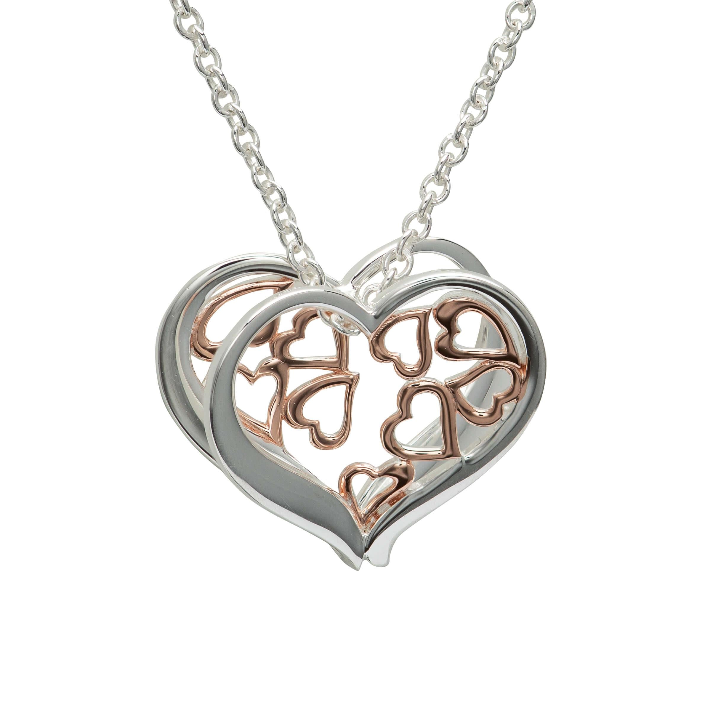 Silver 925 Heart Pendant Necklace With RG Plating