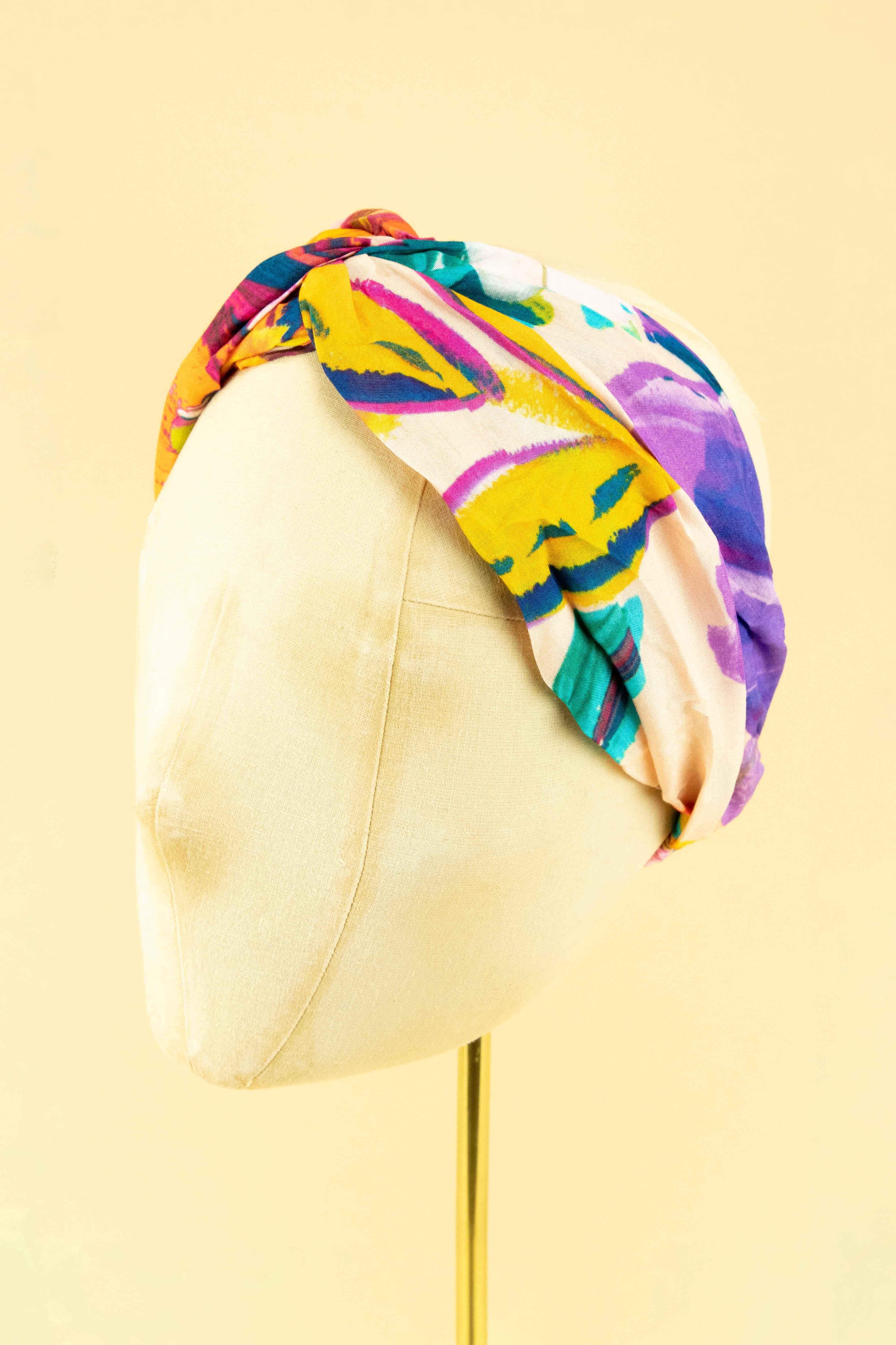 Floral Frenzy Elasticated Headband - Orange