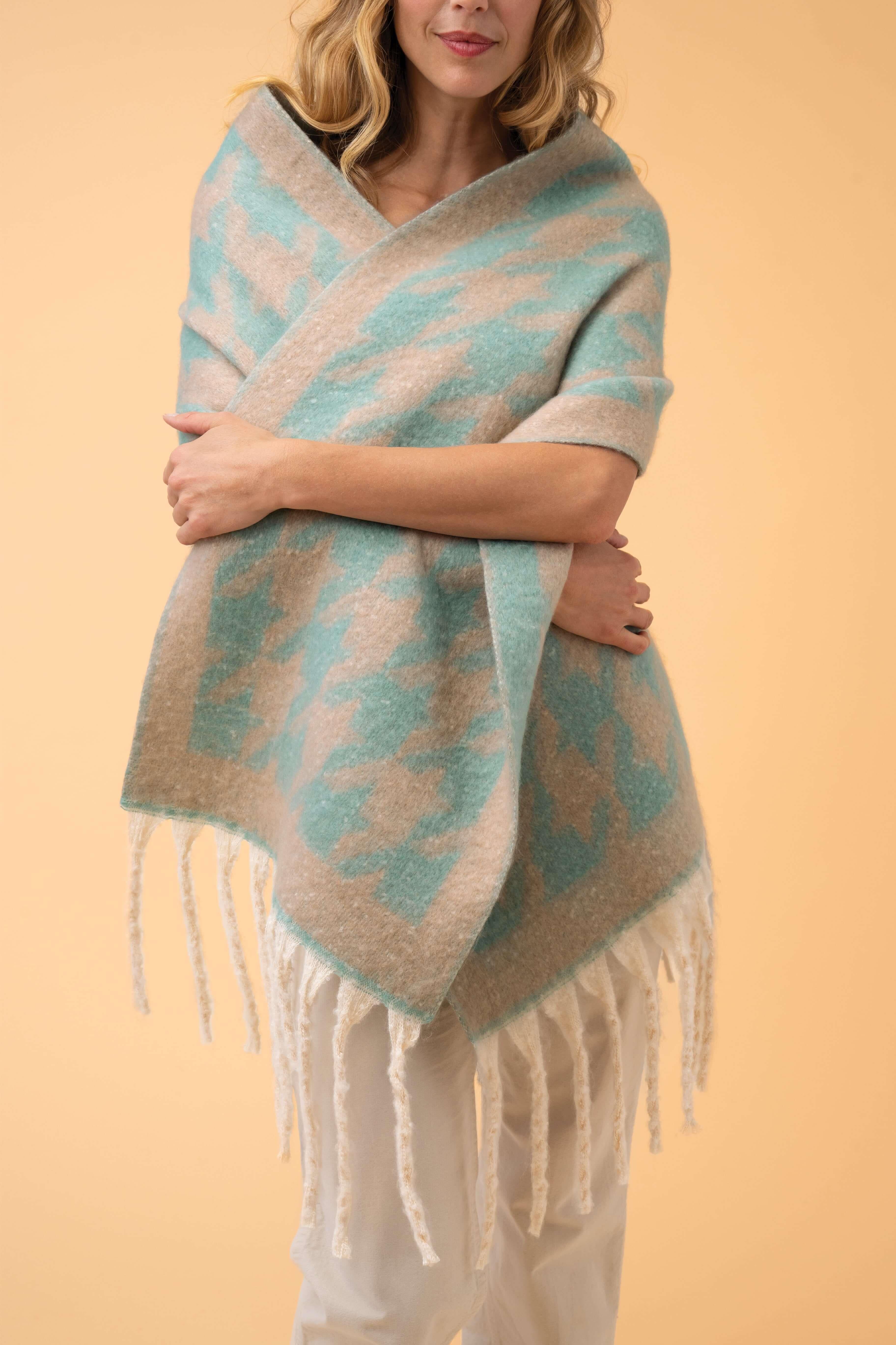 Harper Cosy Scarf- Aqua/Taupe