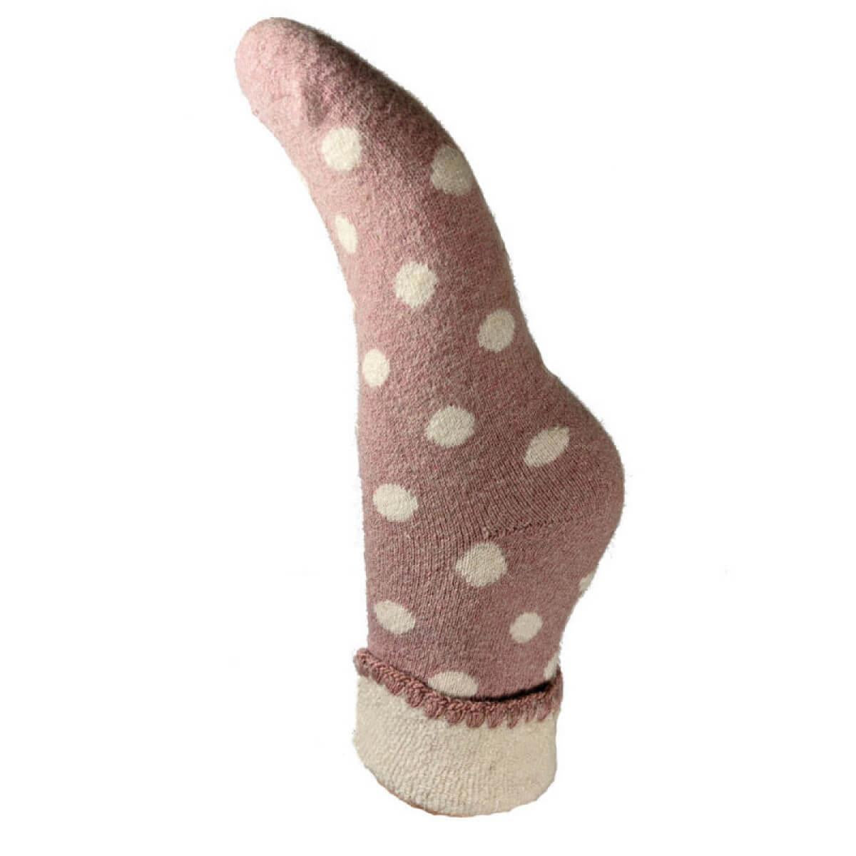 Pink Cuff Socks with Cream Spots