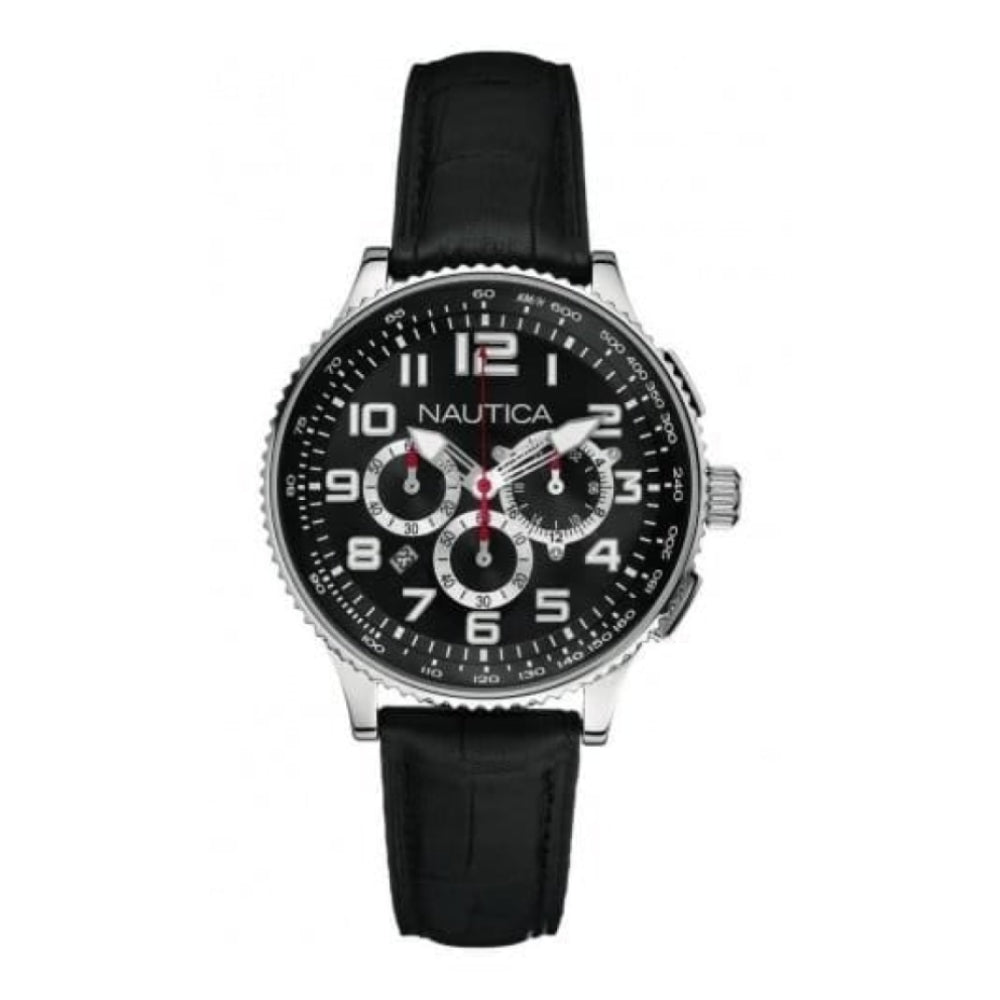 Ladies OCN 38 Chronograph Black Dial Leather Strap Watch
