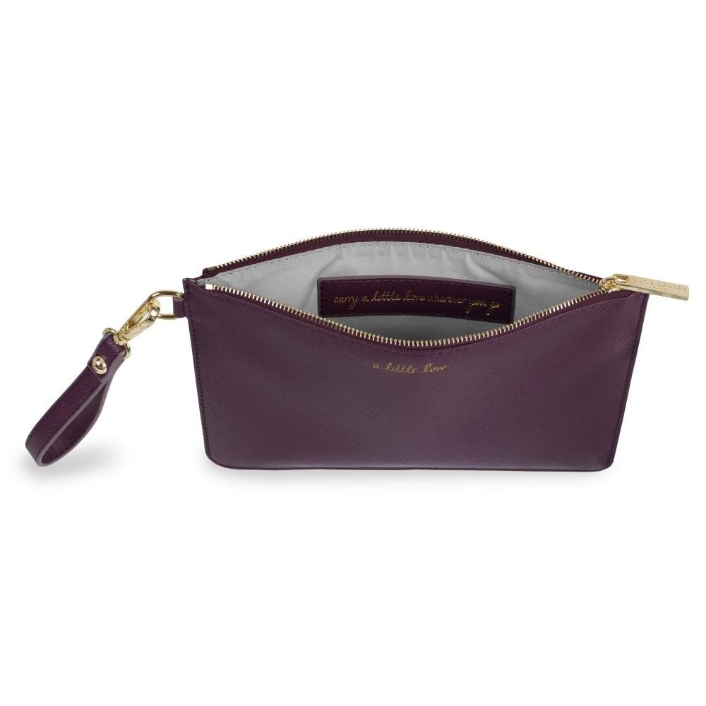 SECRET MESSAGE POUCH - A LITTLE LOVE/CARRY A LITTLE LOVE WITH YOU WHEREVER YOU GO - mulberry - 16x24cm