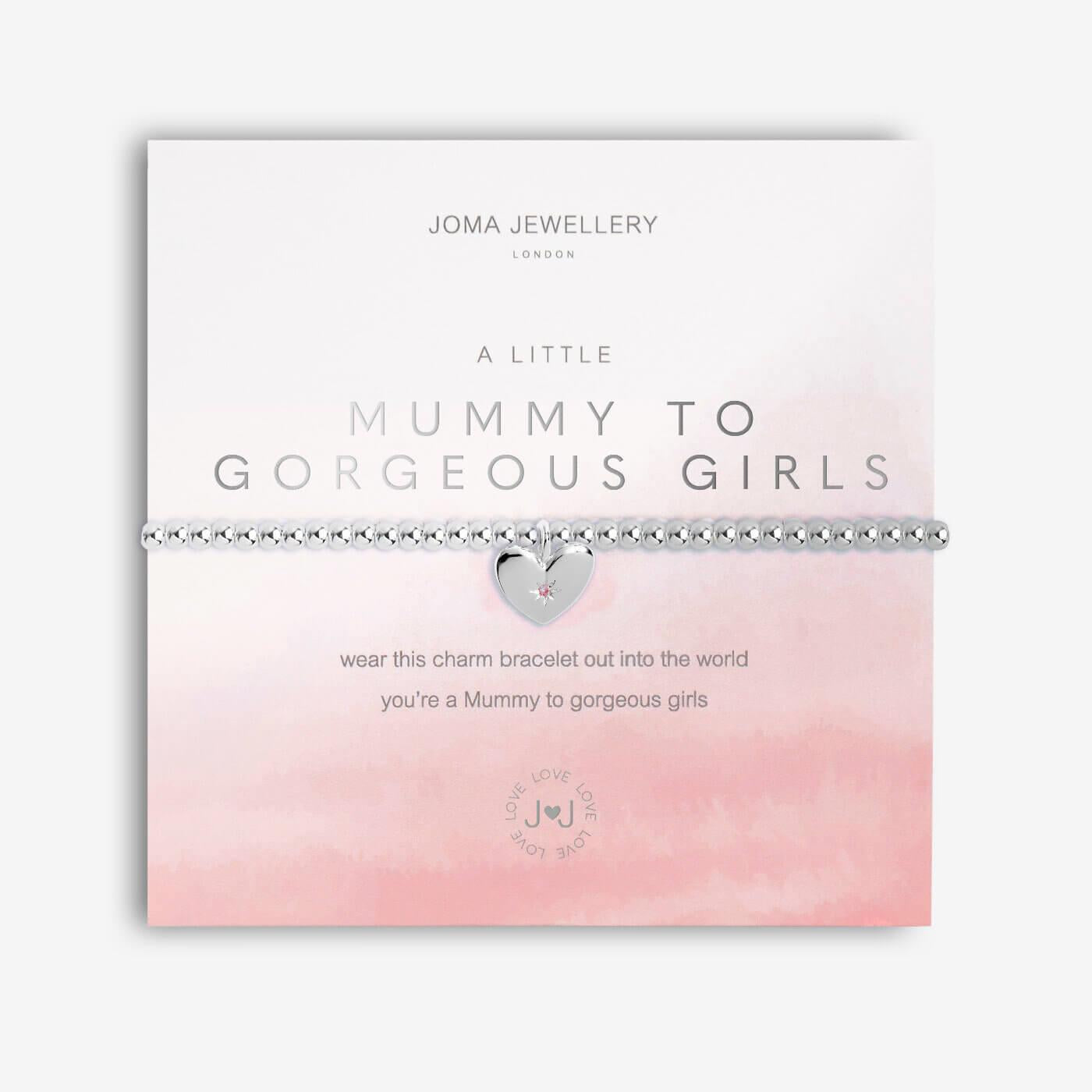 A Little | Mummy To Gorgeous Girls | Silver | Bracelet | 17.5cm Stretch