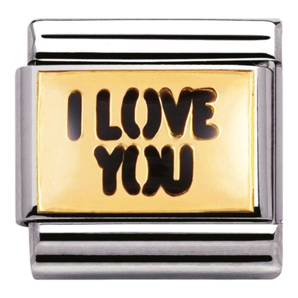 Classic Gold 'I Love You' Link with Black Detail
