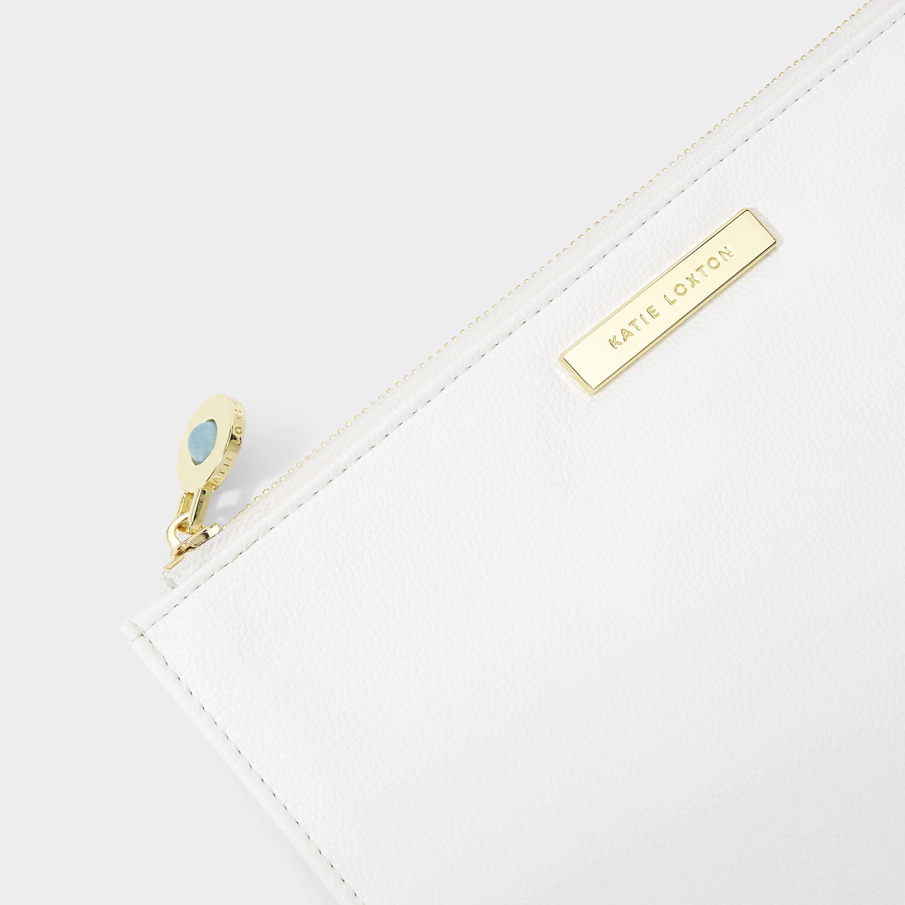 Bridal Semi-Precious Stone Pouch | Something Blue For When You Say I Do | White/ Aqua | 16 X 24 X 1.5cm