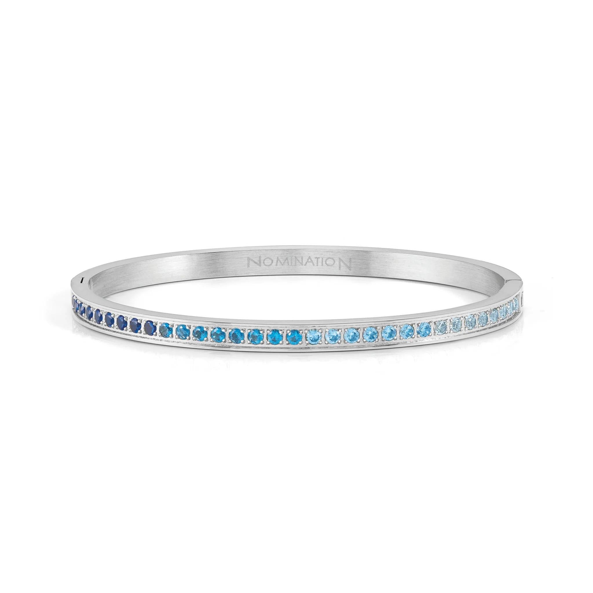 Pretty Bangle In SS With Light Blue CZ