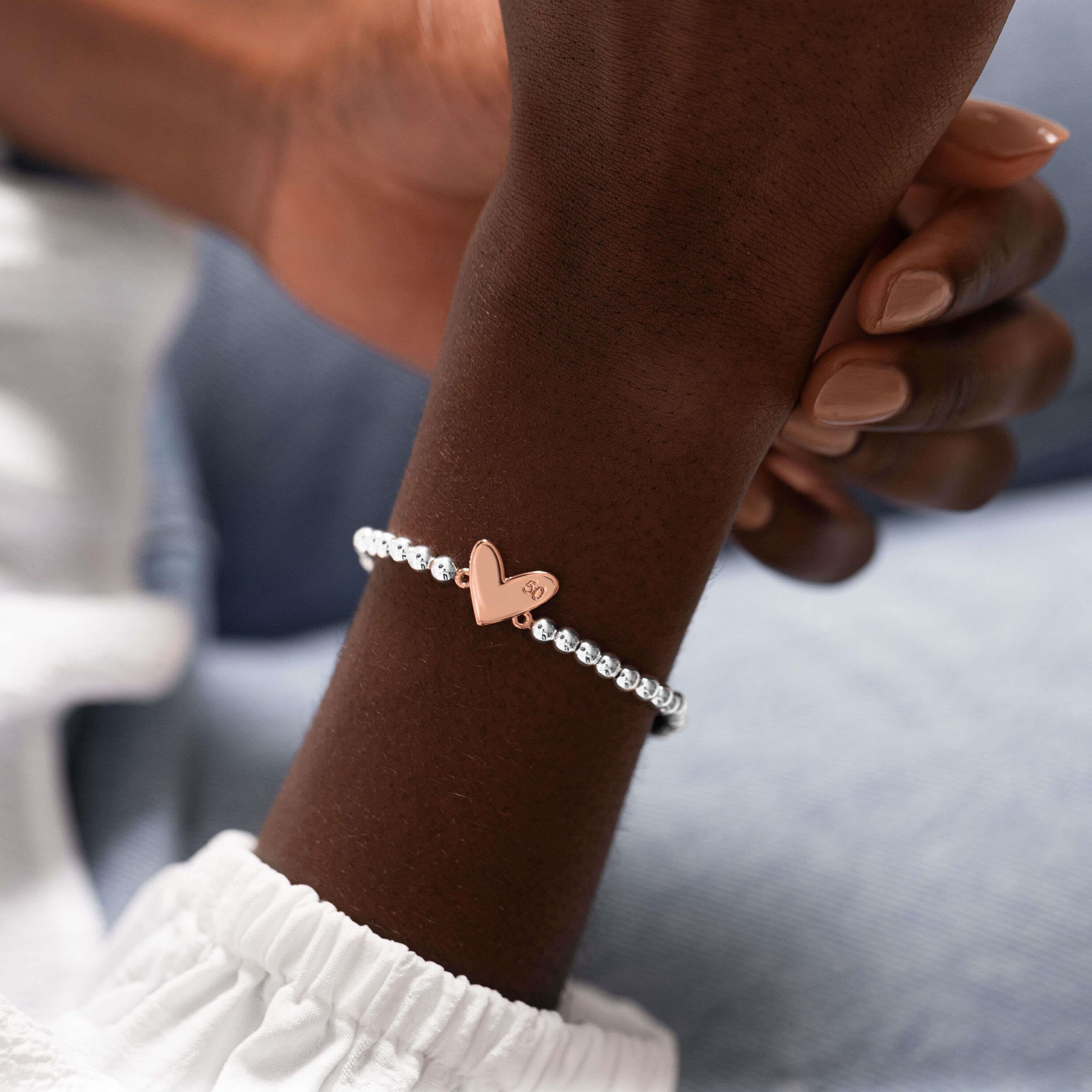 Beautifully Boxed A Littles | Happy 50th Birthday | Silver | Bracelet | 17.5cm Stretch