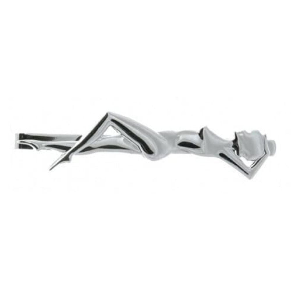Rhodium Plated Woman Figure Tie Bar