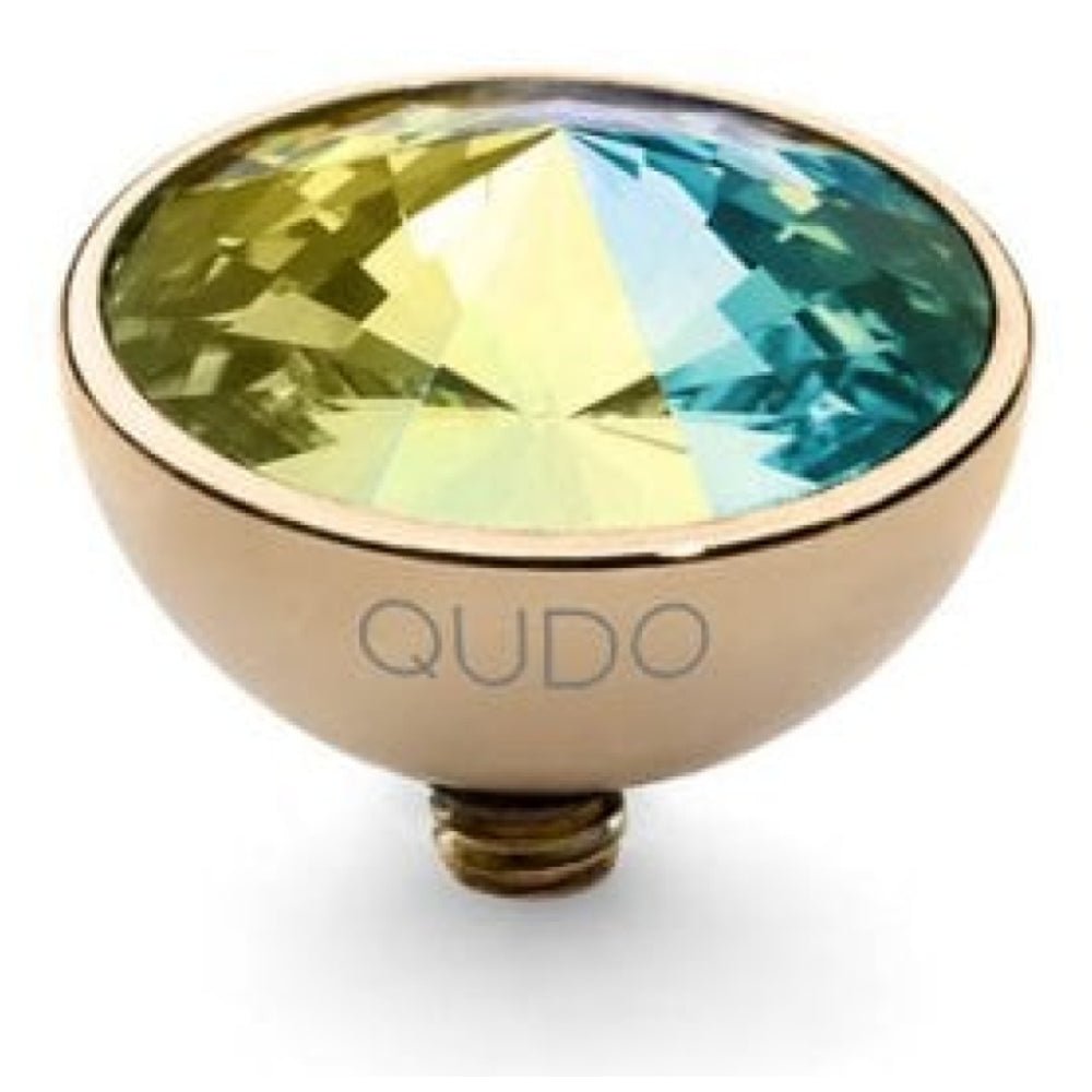 Famosa Gold 11.5mm Bottone Ring Top Aurora Boreale