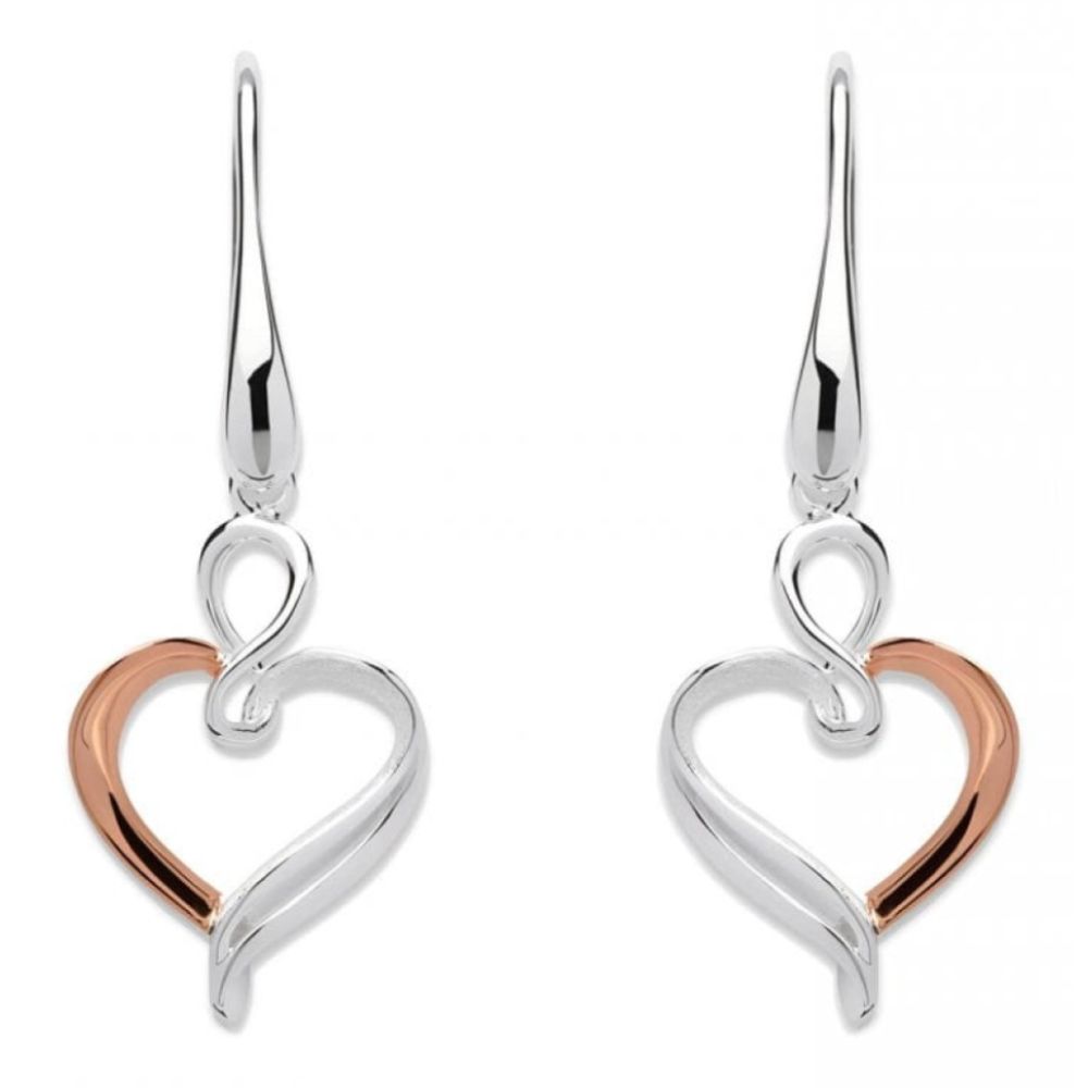 Sterling Silver 925 Earrings With Rose Gold Plating Hearts
