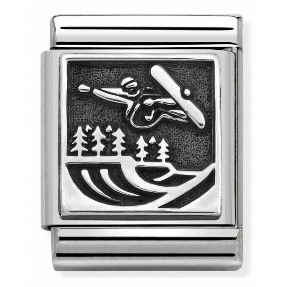 Composable Oxidized Halfpipe Symbol Stainless Steel And Sterling Silver Big Charm
