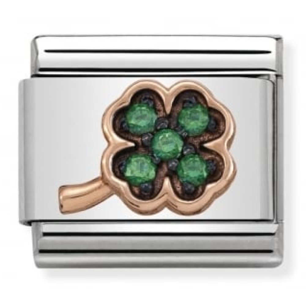 Classic Green and Black CZ Rose Gold Clover