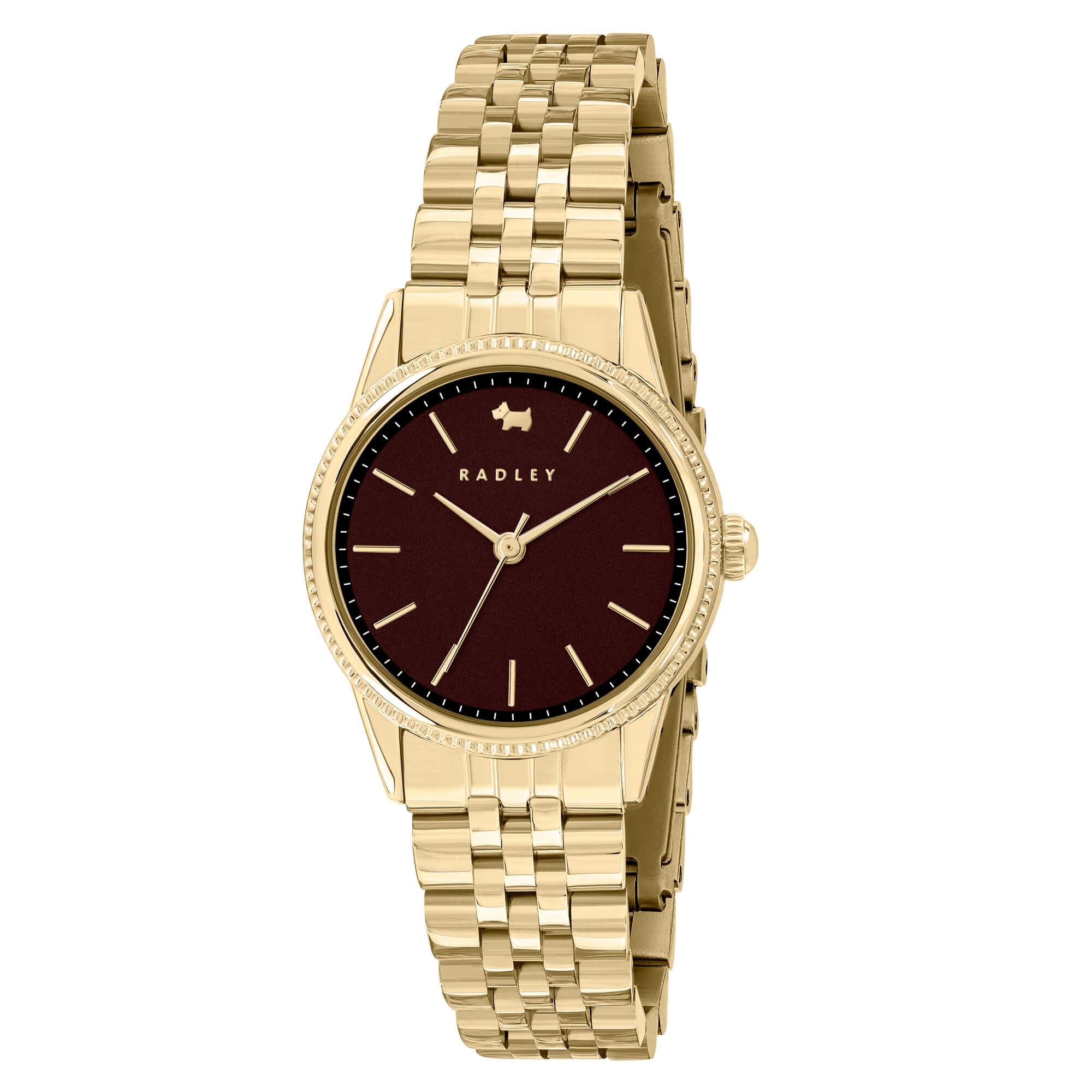 Gold Plated Coin Edge Bezel Bracelet Watch