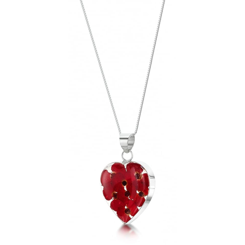 Silver Pendant - Poppy - Med Heart