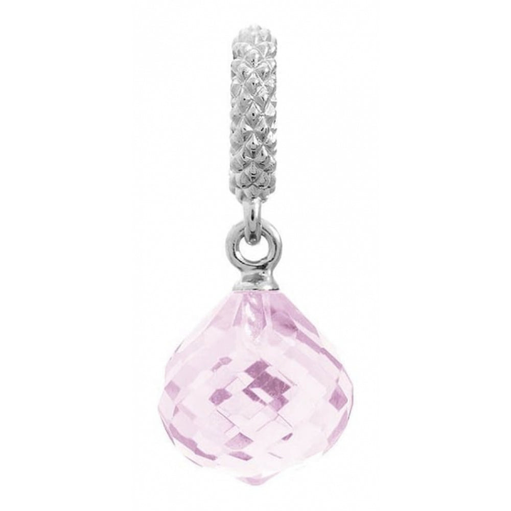 Pink Crystal Drop Sterling Silver Charm