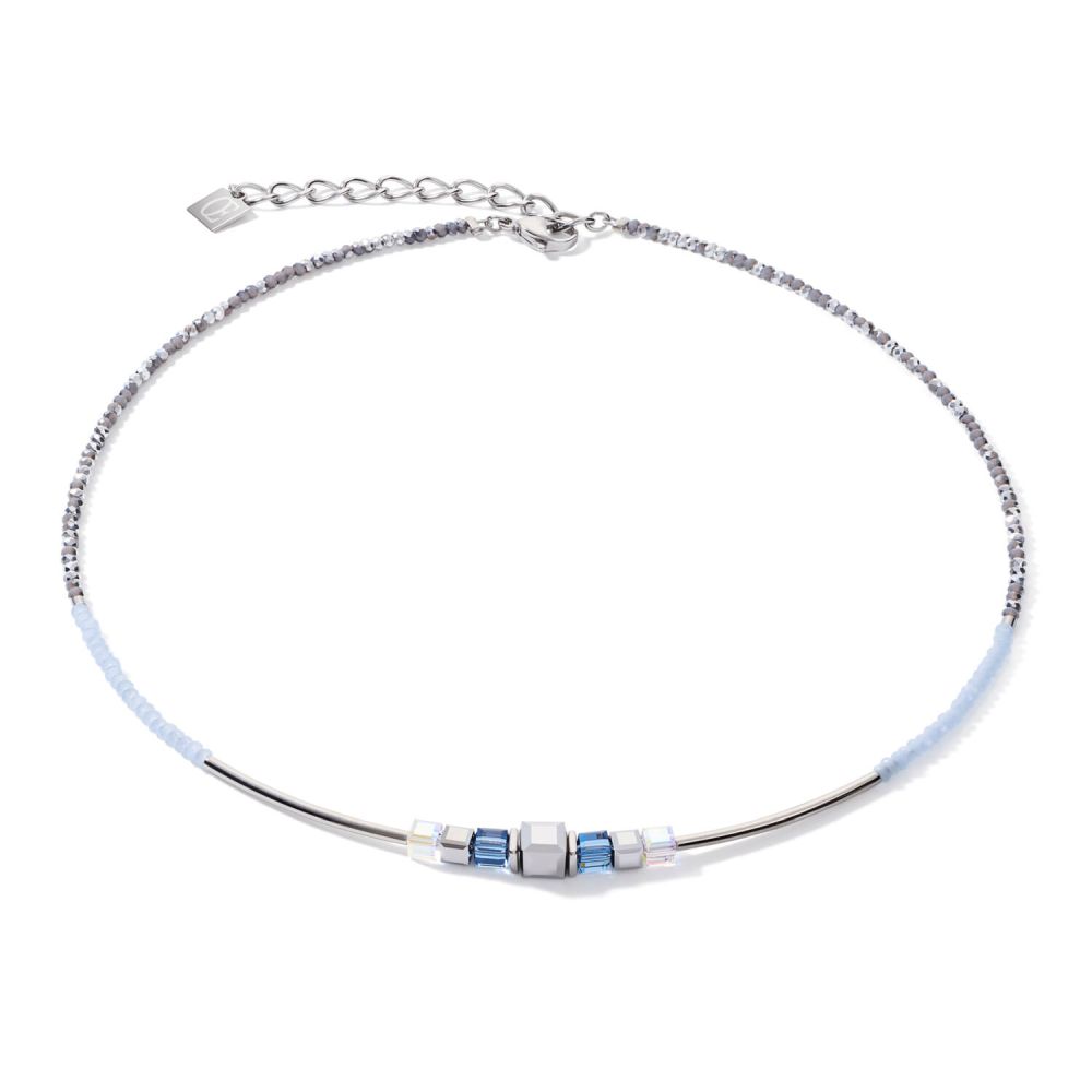 Frontline Silver-Blue Geo Cube Necklace