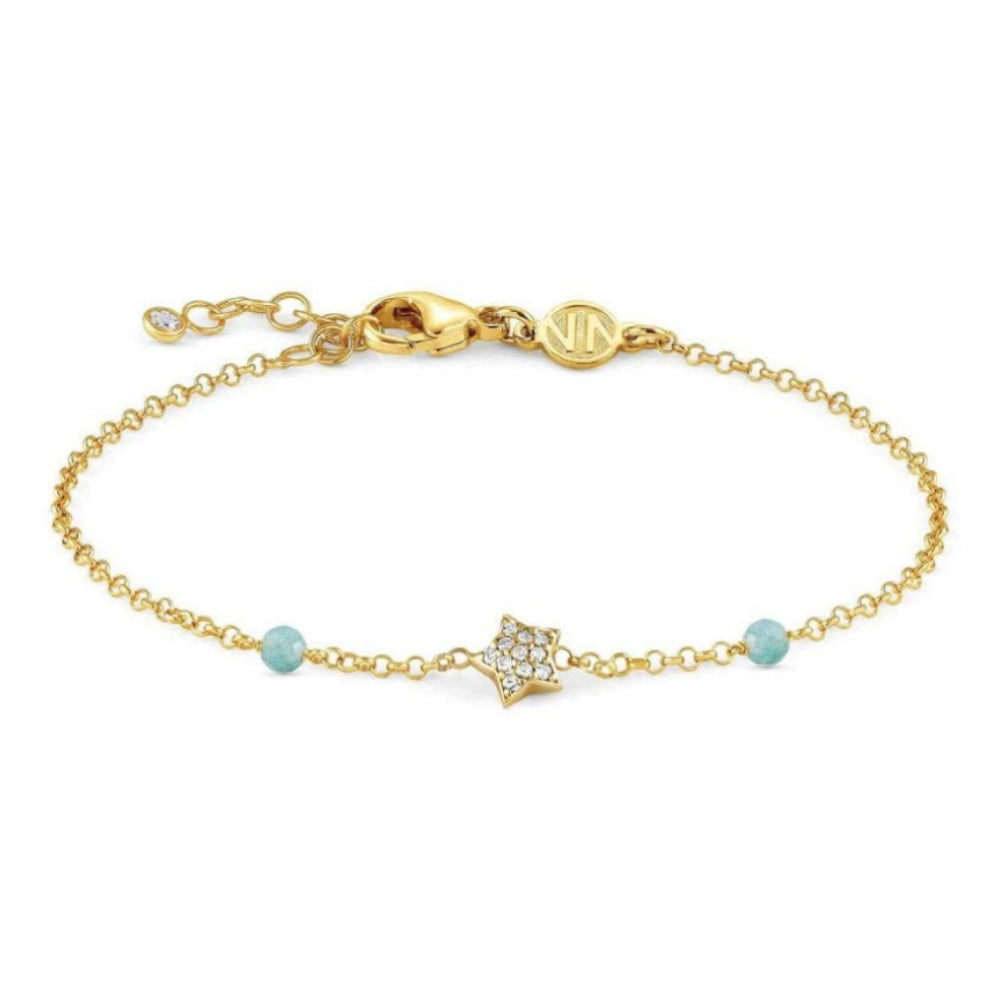 Gioie Bracelet In 925 Silver, Cubic Zirconia And Jade (016_Star Yellow Gold)