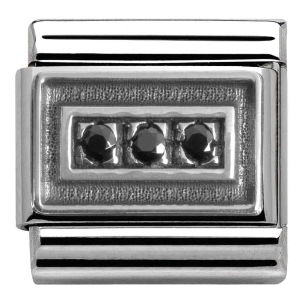 Classic Black CZ Silver Link