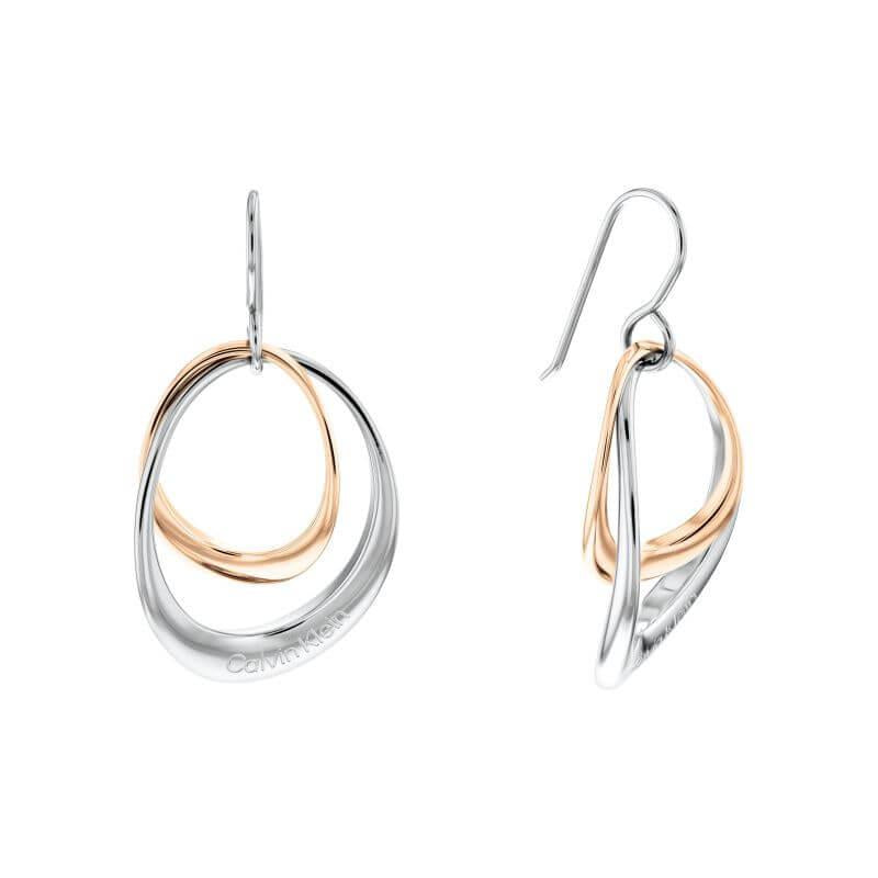 Two Tone Interlocking Circle Drop Earrings