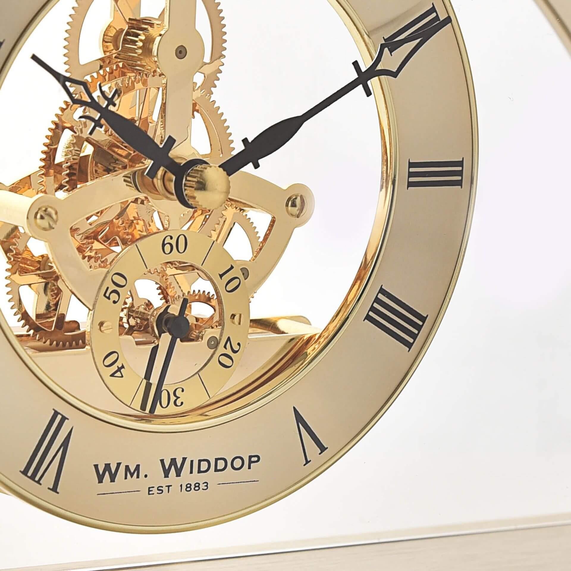 Gold Arch Mantel Clock Skeleton Dial Roman