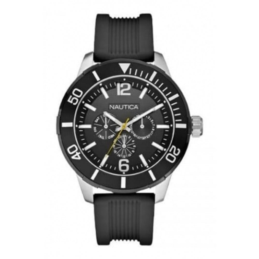 Gents NSR Black Rubber Multifunctional Strap Watch