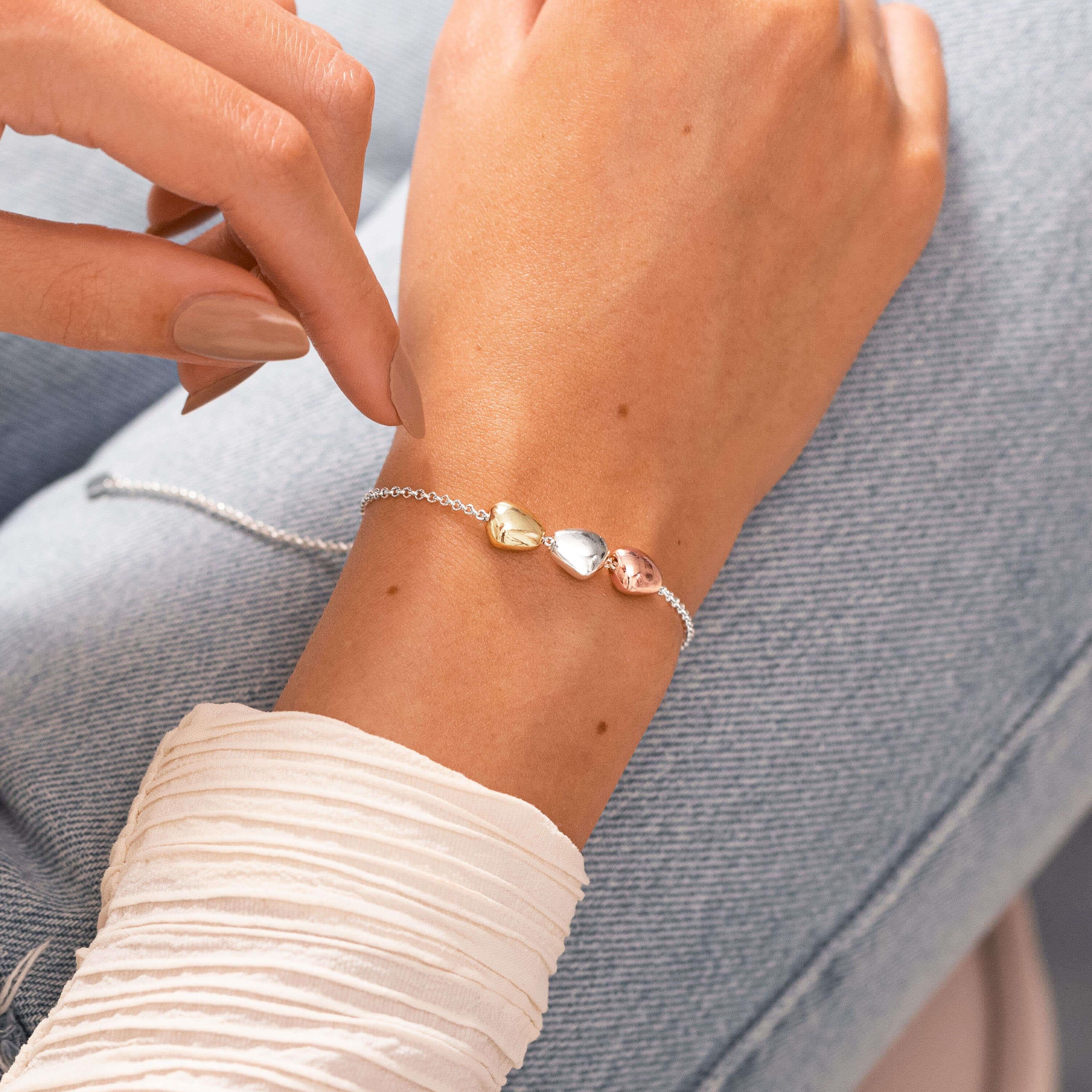 Florence | Pebble Bracelet | Silver Rose Gold And Gold | Bracelet | 19cm Adjustable