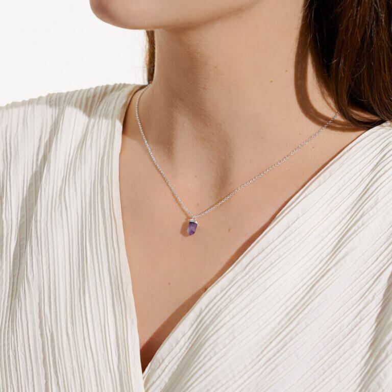 Crystal A Little | Amethyst | Silver | Necklace | 46cm + 5cm Extender