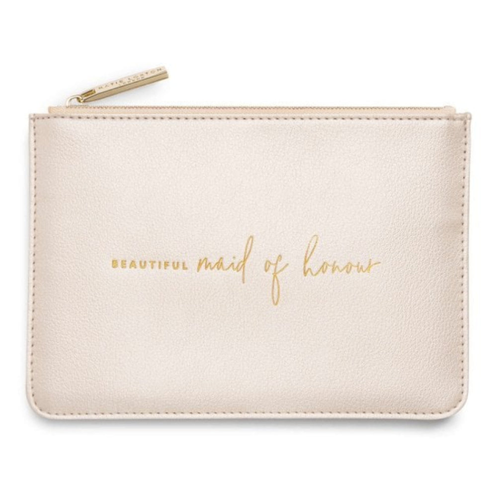 BRIDAL PERFECT POUCH GIFT SET - BEAUTIFUL MAID OF HONOUR - Metallic Gold and White - 29x21x2.5cm (boxed)