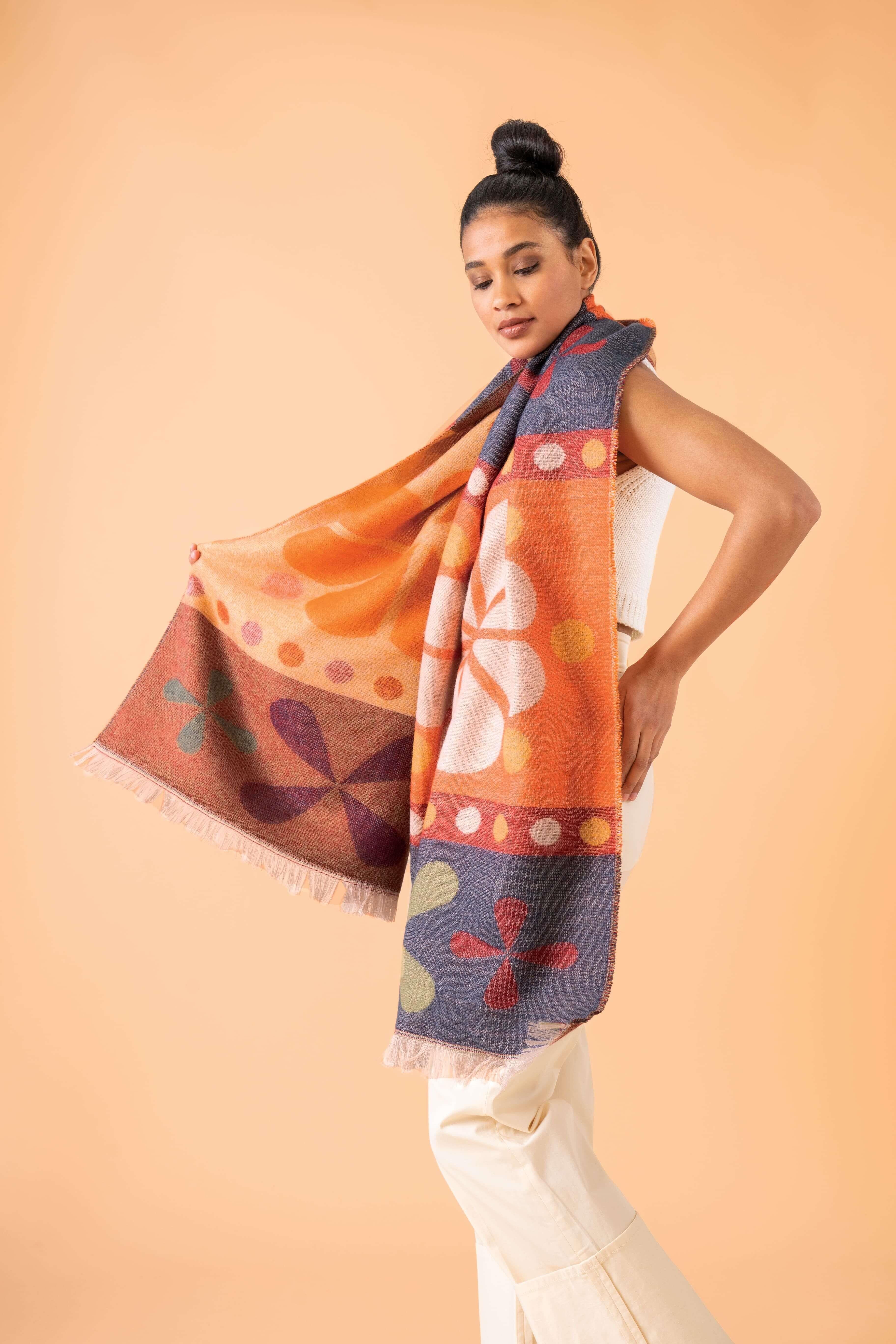 Oversized Fair Isle - Denim Mix- Woven Scarf