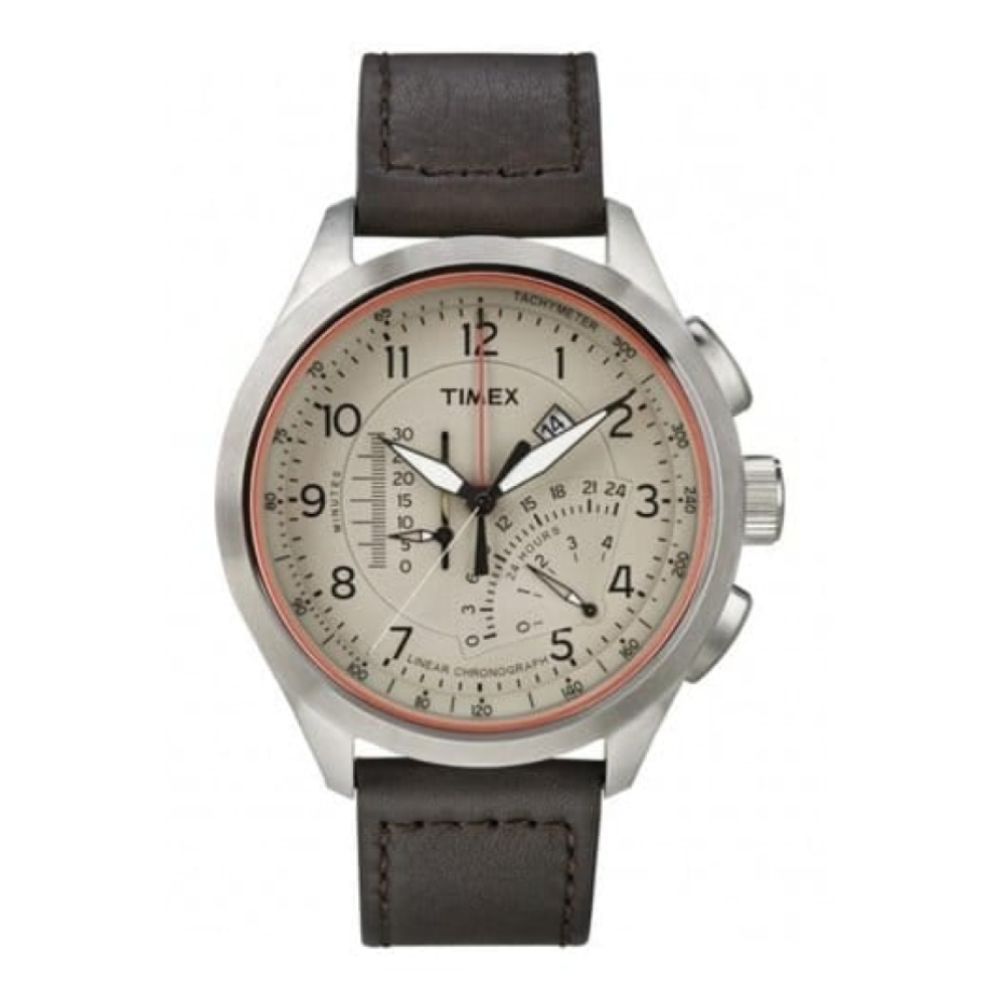 Intelligent Quartz Linear Brown Leather Watch