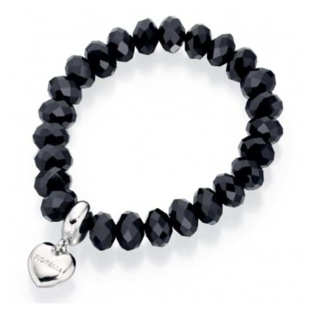 Ladies Black Faceted Deep Purple Bead Bracelet