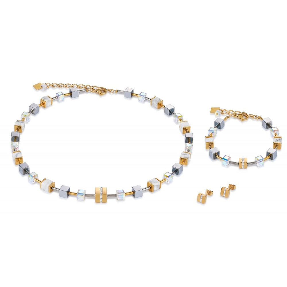 Gold-White Geo Cube Bracelet