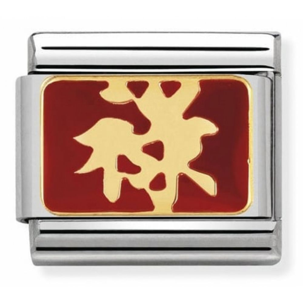 Classic Career Chinese Symbol In Stainless Steel With Enamel & 18k Gold Charm