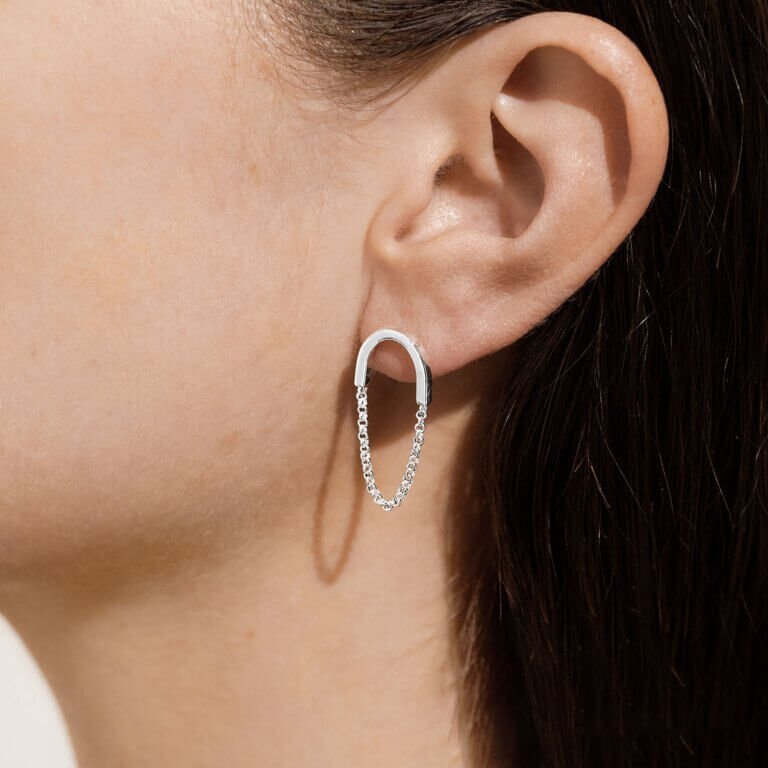 Statement Studs | Silver | Chain | Earrings