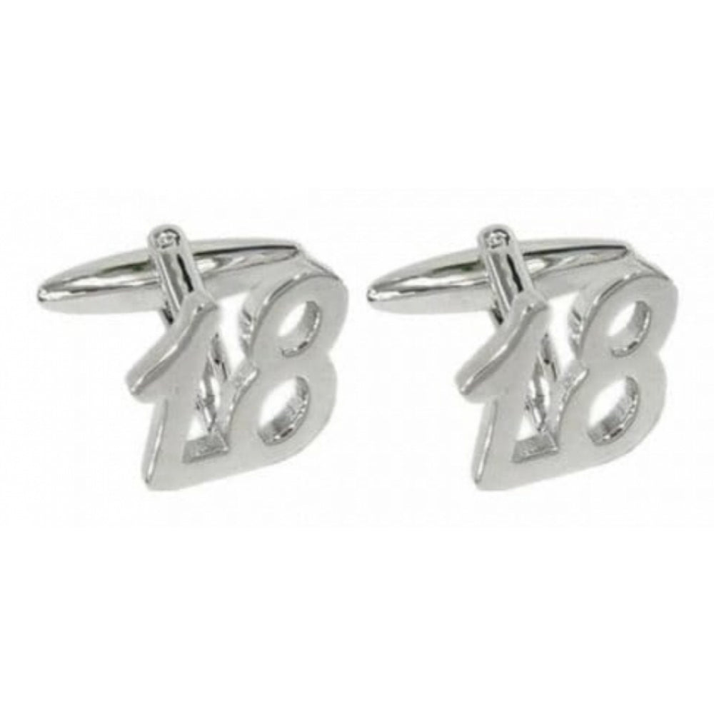 Rhodium Plated '18' Cufflinks
