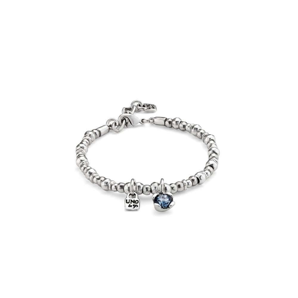 Blue Faceted Crystal & Padlock Attractive Silver Bracelet - Size M