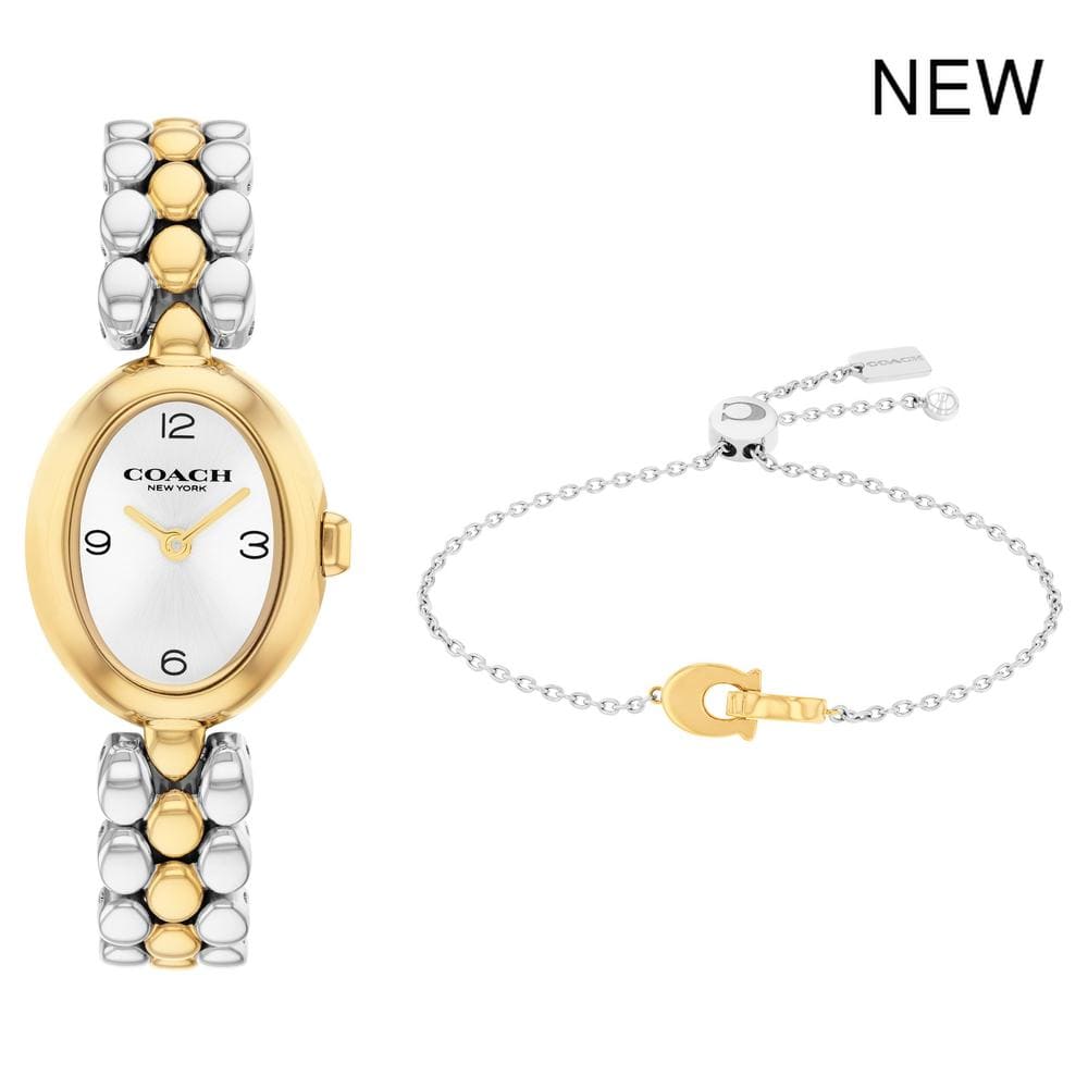 Sammy Silver Sunray Dial Watch & Two-Tone Stainless Steel Bracelet Set