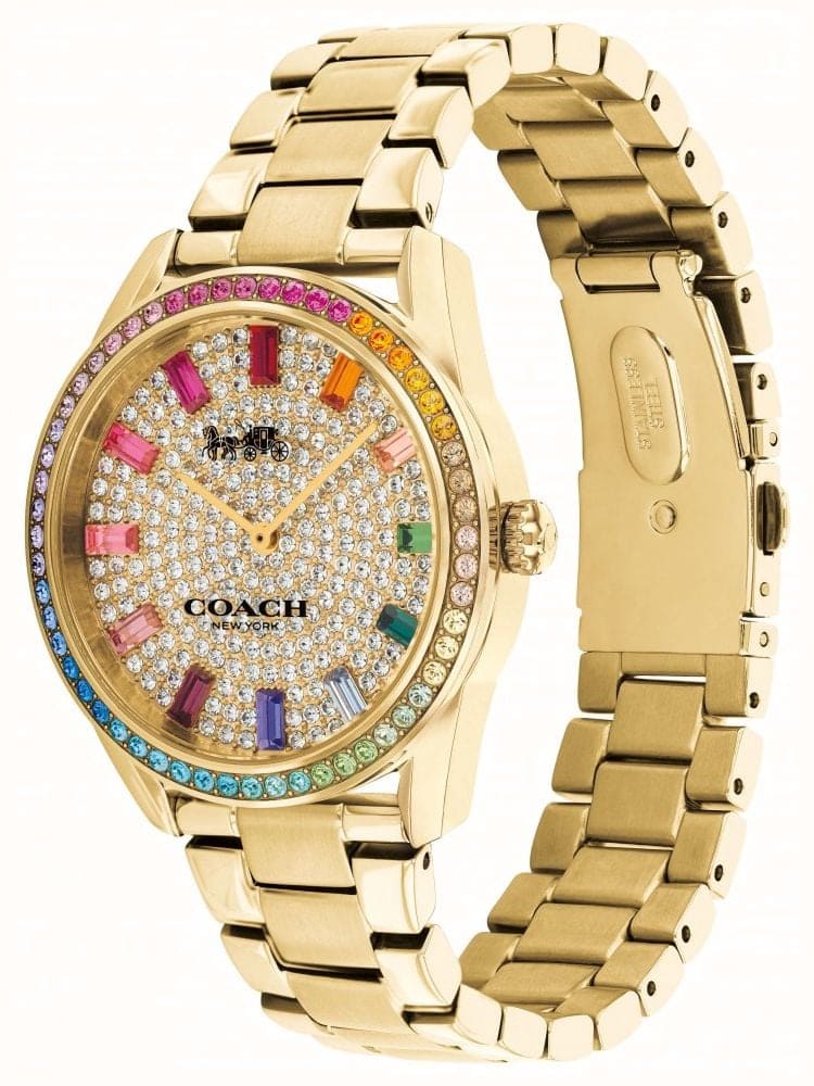 Preston Gold Plated Steel Bracelet With Crystal Set Dial Ladies Watch