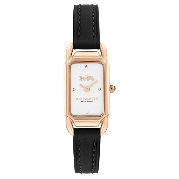 Cadie Black Leather White Dial Ladies Watch