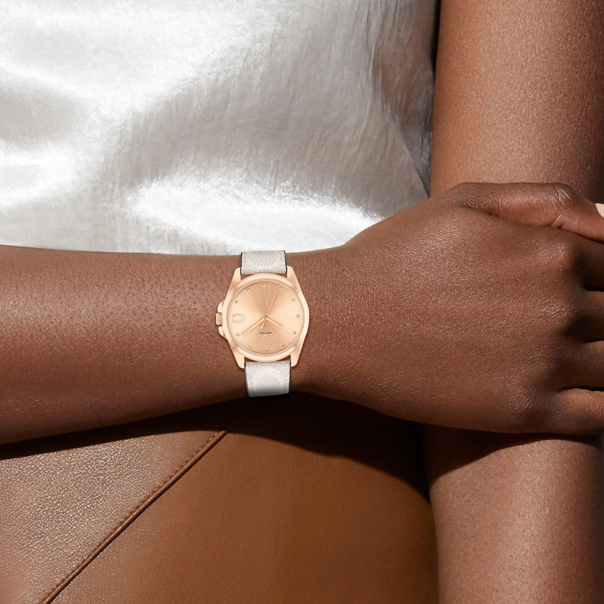 Greyson Rose Gold Dial With Grey Leather Strap Ladies Watch