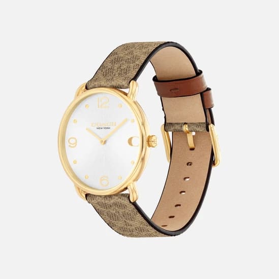 Elliot Silver Dial With Brown Leather Strap Ladies Watch