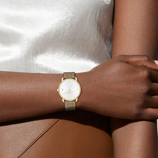 Elliot Silver Dial With Brown Leather Strap Ladies Watch