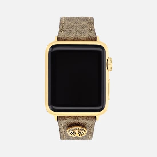 Brown Leather Strap with Flower Embellishment Apple Watch Strap