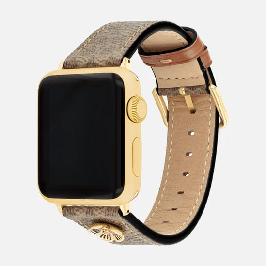 Brown Leather Strap with Flower Embellishment Apple Watch Strap