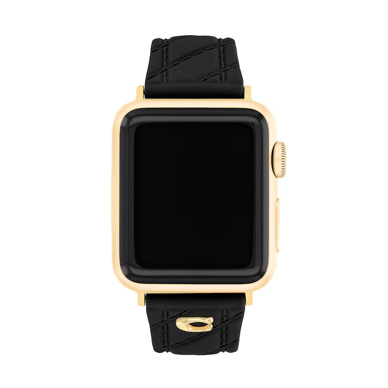 Black Silicone with Quilted Texture Women's Apple Watch Strap