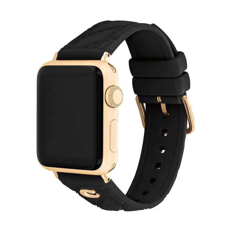 Black Silicone with Quilted Texture Women's Apple Watch Strap