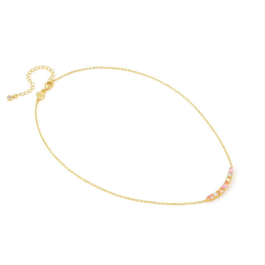 Colour Wave Aurora Gold Plated Necklace With Pink, Champagne & White CZ