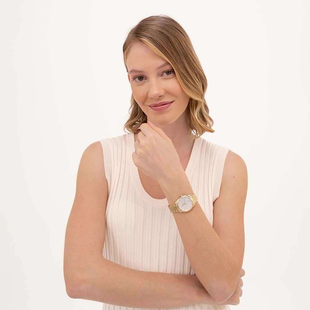 GRACEFUL PRECIOUS Silver Dial With Gold PVD Stainless Steel Bracelet Ladies Watch